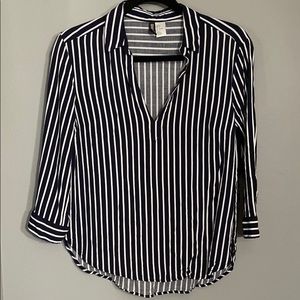 H&M Divided Blue & White Striped Blouse